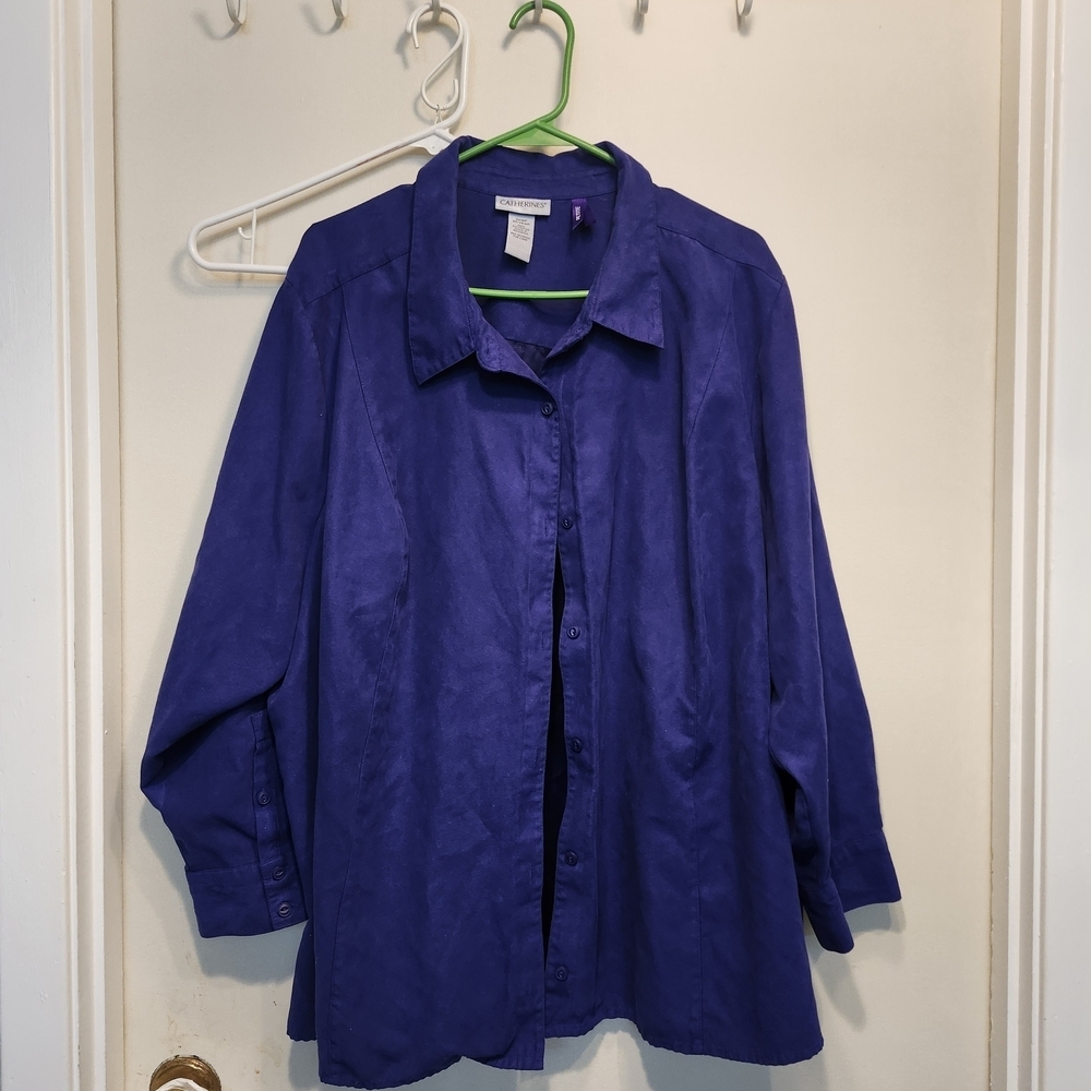 Catherines Purple Button-Up Blouse
